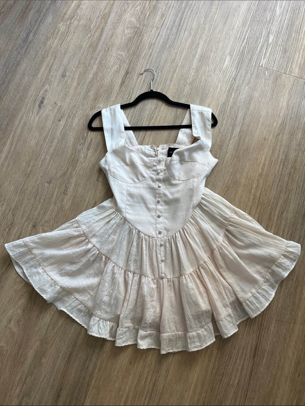Vanessa Mooney Cream Tiered Ruffle Mini Dress